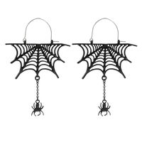 1 Pair Gothic Exaggerated Spider Spider Web Hollow Out Alloy Drop Earrings main image 5