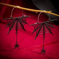 1 Pair Gothic Exaggerated Spider Spider Web Hollow Out Alloy Drop Earrings main image 4