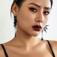 1 Pair Gothic Exaggerated Spider Spider Web Hollow Out Alloy Drop Earrings main image 6