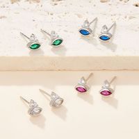 1 Pair Simple Style Eye Plating Inlay Sterling Silver Zircon 18k Gold Plated White Gold Plated Ear Studs main image 4