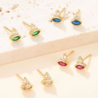 1 Pair Simple Style Eye Plating Inlay Sterling Silver Zircon 18k Gold Plated White Gold Plated Ear Studs main image 3