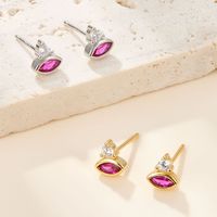 1 Pair Simple Style Eye Plating Inlay Sterling Silver Zircon 18k Gold Plated White Gold Plated Ear Studs main image 6