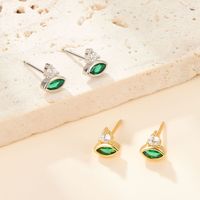 1 Pair Simple Style Eye Plating Inlay Sterling Silver Zircon 18k Gold Plated White Gold Plated Ear Studs main image 5