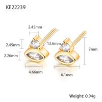 1 Pair Simple Style Eye Plating Inlay Sterling Silver Zircon 18k Gold Plated White Gold Plated Ear Studs sku image 1