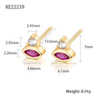 1 Pair Simple Style Eye Plating Inlay Sterling Silver Zircon 18k Gold Plated White Gold Plated Ear Studs sku image 3