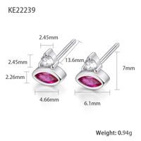1 Pair Simple Style Eye Plating Inlay Sterling Silver Zircon 18k Gold Plated White Gold Plated Ear Studs sku image 4