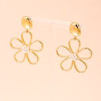 1 Pair Sweet Simple Style Flower Alloy Artificial Pearls Drop Earrings main image 3