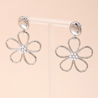 1 Pair Sweet Simple Style Flower Alloy Artificial Pearls Drop Earrings sku image 1