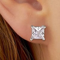 1 Set Luxurious Shiny Square Plating Inlay Copper Zircon White Gold Plated Ear Studs main image 5