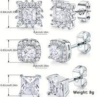 1 Set Luxurious Shiny Square Plating Inlay Copper Zircon White Gold Plated Ear Studs main image 2