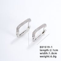 1 Pair Ig Style Simple Style Square Plating Inlay Copper Zircon White Gold Plated Earrings main image 2