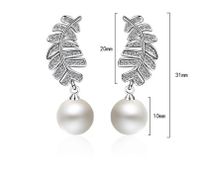 1 Pair Cute Sweet Geometric Leaves Plating Inlay Copper Pearl White Gold Plated Drop Earrings main image 2