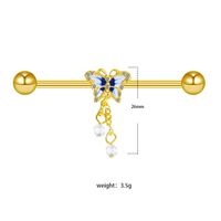 1 Piece Ear Cartilage Rings & Studs IG Style Elegant Star Moon Butterfly 316 Stainless Steel  Alloy Plating Inlay Rhinestones White Gold Plated Gold Plated sku image 4