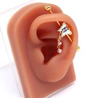 1 Piece Ear Cartilage Rings & Studs IG Style Elegant Star Moon Butterfly 316 Stainless Steel  Alloy Plating Inlay Rhinestones White Gold Plated Gold Plated main image 7