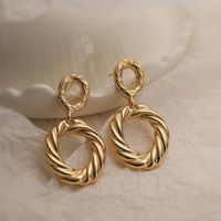 1 Paire Style Simple Géométrique Placage Le Cuivre Plaqué Or 18k Boucles D'oreilles sku image 3