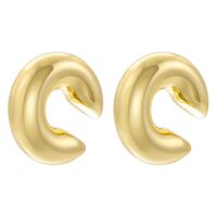 1 Pair Casual Vintage Style Simple Style C Shape Plating Copper 18k Gold Plated Earrings sku image 7