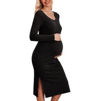 Lady Classic Style Solid Color Polyester Maternity Clothing main image 6