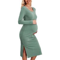 Lady Classic Style Solid Color Polyester Maternity Clothing main image 3