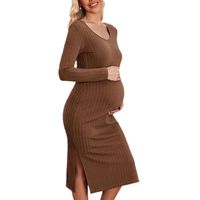 Lady Classic Style Solid Color Polyester Maternity Clothing main image 2