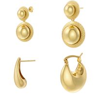 1 Pair Casual Vintage Style Simple Style Water Droplets Plating Copper 18k Gold Plated Drop Earrings main image 1