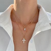 Simple Style Solid Color Alloy Plating Inlay Zircon Silver Plated Women's Layered Necklaces sku image 2