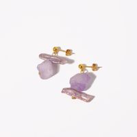 1 Pair Ig Style Geometric Irregular Amethyst Copper Alloy 18k Gold Plated Drop Earrings main image 7