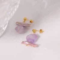1 Pair Ig Style Geometric Irregular Amethyst Copper Alloy 18k Gold Plated Drop Earrings main image 4