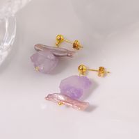 1 Pair Ig Style Geometric Irregular Amethyst Copper Alloy 18k Gold Plated Drop Earrings main image 6