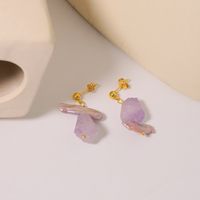 1 Pair Ig Style Geometric Irregular Amethyst Copper Alloy 18k Gold Plated Drop Earrings main image 5
