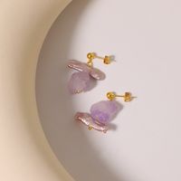1 Pair Ig Style Geometric Irregular Amethyst Copper Alloy 18k Gold Plated Drop Earrings main image 3