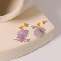 1 Pair Ig Style Geometric Irregular Amethyst Copper Alloy 18k Gold Plated Drop Earrings main image 8