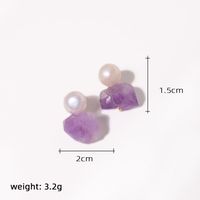 1 Paire Élégant Style Simple Géométrique Perle Perle D'eau Douce Améthyste Plaqué Or 18k Boucles D'oreilles sku image 1