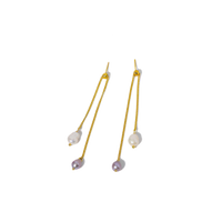 1 Pair Elegant Simple Style Geometric Tassel Freshwater Pearl 18k Gold Plated Drop Earrings main image 6