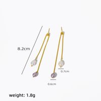1 Pair Elegant Simple Style Geometric Tassel Freshwater Pearl 18k Gold Plated Drop Earrings sku image 1