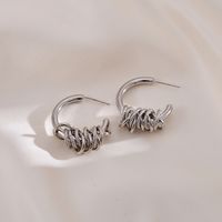 1 Pair Simple Style Streetwear Knot Copper Silver Plated Ear Studs sku image 2
