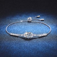Casual Sweet Round Square Sterling Silver Plating Inlay Zircon Silver Plated Bracelets sku image 4