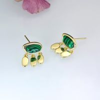 1 Pair Casual Simple Style Geometric Plating Inlay Copper Artificial Gemstones Gold Plated Silver Plated Earrings main image 6