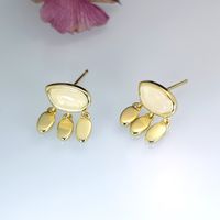 1 Pair Casual Simple Style Geometric Plating Inlay Copper Artificial Gemstones Gold Plated Silver Plated Earrings main image 4