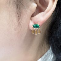1 Pair Casual Simple Style Geometric Plating Inlay Copper Artificial Gemstones Gold Plated Silver Plated Earrings main image 8