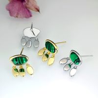 1 Pair Casual Simple Style Geometric Plating Inlay Copper Artificial Gemstones Gold Plated Silver Plated Earrings main image 1