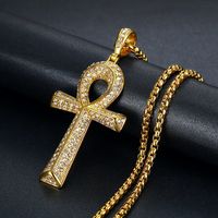 Hip-hop Cross Stainless Steel Inlay Artificial Diamond Unisex Charms Necklace main image 1