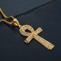 Hip-hop Cross Stainless Steel Inlay Artificial Diamond Unisex Charms Necklace main image 4