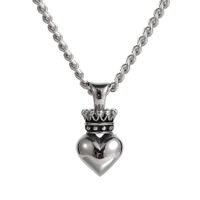 Hip-hop Heart Shape Crown Titanium Steel Pendant Necklace main image 1