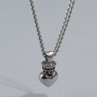 Hip-hop Heart Shape Crown Titanium Steel Pendant Necklace main image 5
