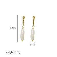 1 Pair Simple Style Geometric Freshwater Pearl Metal 18k Gold Plated Drop Earrings sku image 1