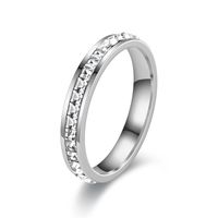 Classic Style Solid Color Stainless Steel Inlay Artificial Diamond Couple Rings main image 5
