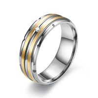 Simple Style Lines Stainless Steel Plating Couple Rings main image 5