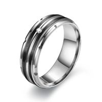Simple Style Lines Stainless Steel Plating Couple Rings main image 2