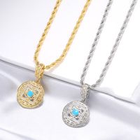 Lady Round Copper Plating Inlay Zircon 18k Gold Plated Pendant Necklace main image 1