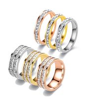 Streetwear Solid Color Stainless Steel Inlay Artificial Diamond Unisex Rings main image 1